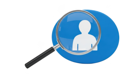 Magnifying glass with silhouette icon isolated on transparent background isolated on white background