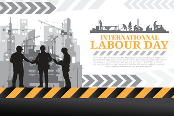 Labour day background, Construction vector background, Worker in a building site.