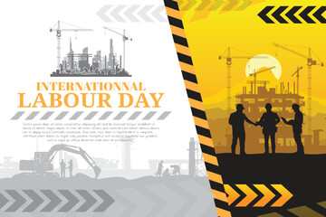 Labour day background, Construction vector background, Worker in a building site.