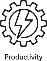 Productivity Concept with Gear and Lightning Bolt Icon