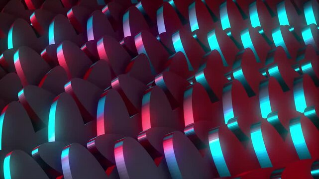 3d background objects pattern of red and cyan animation