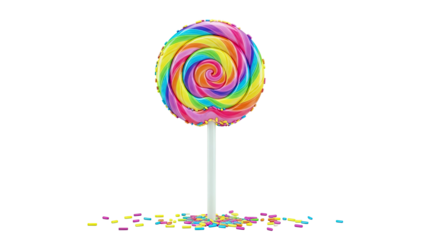 Rainbow Swirl Lollipop with Sprinkles