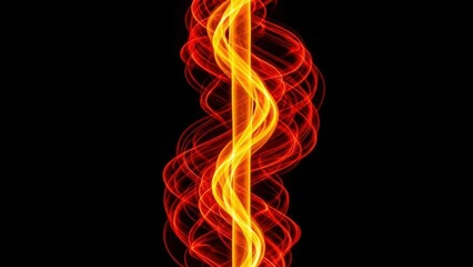 A vibrant and dynamic illustration of swirling flames against a dark background