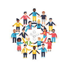 A diverse group of people holding hands