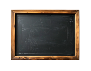 Empty blackboard with a wooden frame, showing faint chalk marks