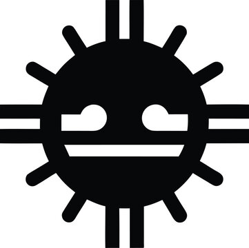 zuni sunface symbol silhouette vector illustration on transparent background