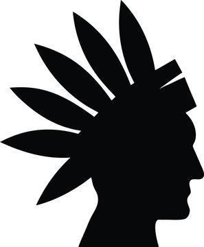 yanomami shaman headdress silhouette vector illustration on transparent background