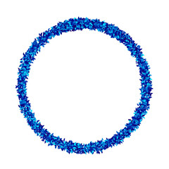 Fototapeta premium Abstract blue circle frame crafted from numerous delicate, petal-like shapes, forming an intricate and visually appealing border with varying shades of azure and sapphire