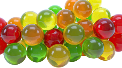 Assortment of translucent colorful marbles