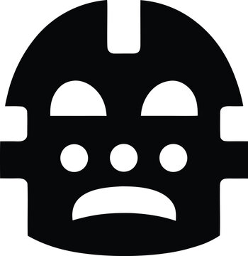 olmec were jaguar mask silhouette vector illustration on transparent background