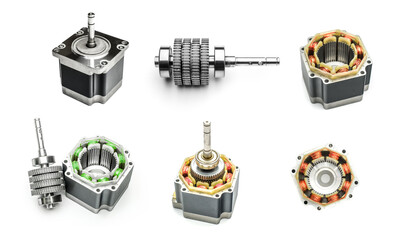 Stepper motor on white background
