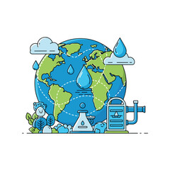 Obraz premium Illustration of Earth with water droplets