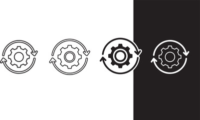 Workflow automation gear icons with circular rotating arrows symbol