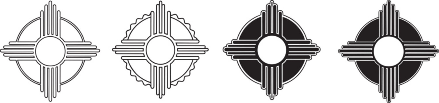 New Mexico Zia sun symbol icons on transparent background