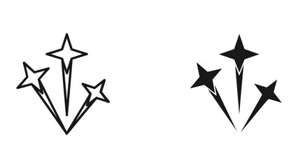 Obraz premium Stylish black star icon set on white background