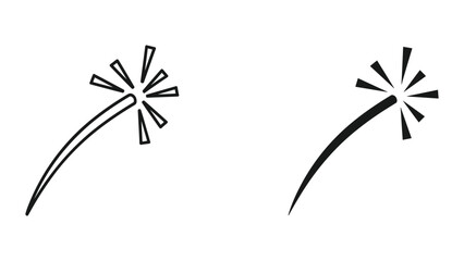 Simple black and white illustration of fireworks © Druvo