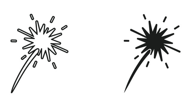 Simple firework illustration in black and white