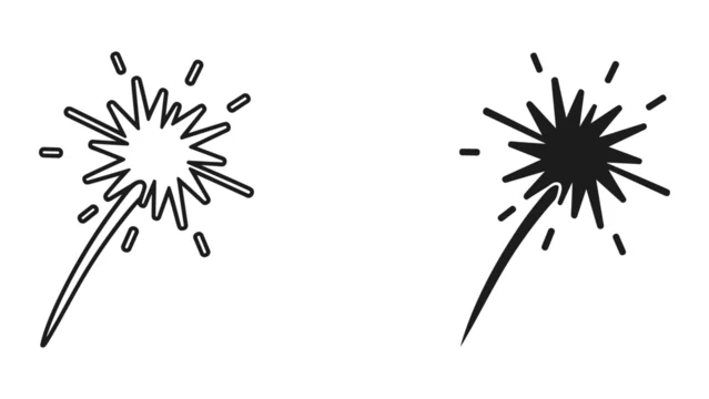 Simple firework illustration in black and white