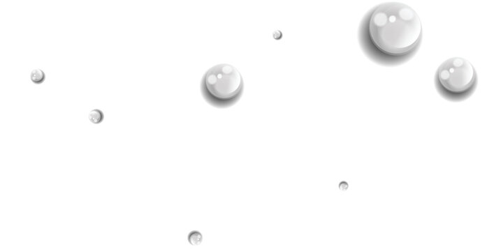 Realistic water droplets and bubbles isolated on transparent background clean liquid texture