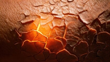 Abstract Cracked Surface with Glowing Orange Light - A Visual Metaphor.
