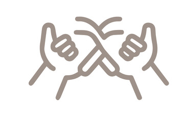 Obraz premium Brown Outline Of Two Hands Making Pinky Swear Gesture On Black Background promise