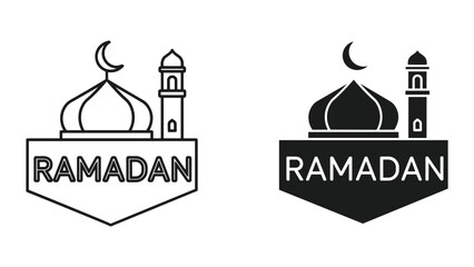 Ramadan kareem illustration with mosque and crescent moon