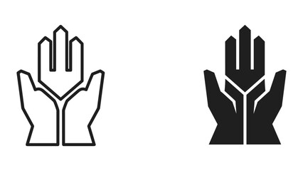 Obraz premium Praying hands icon set on white background
