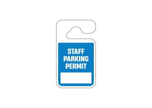 Staff Parking Permit Signage Illustration Hanging Car Parking Pass Tag Vector Isolated on White Background Workplace Employee Vehicle Access Authorization Design