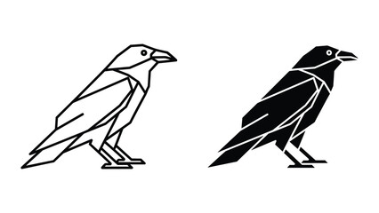 Obraz premium Black and white illustration of two birds facing right