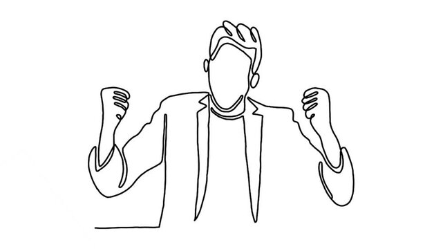 Continue line animation of man with attractive gesture