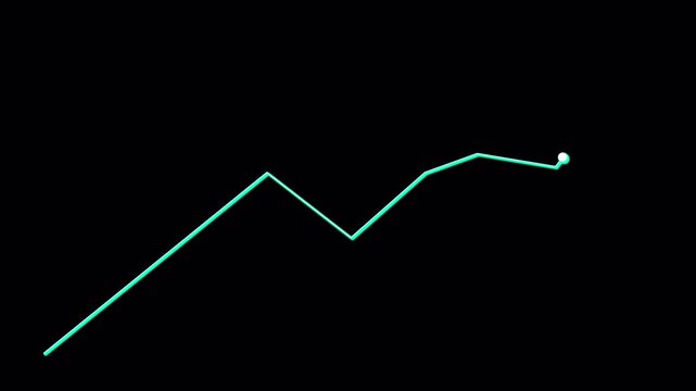 Abstract blue neon zigzag line graph animation on Alpha chanel digital data visualization, 4K animation