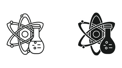 Fototapeta premium Science and chemistry concept with atom and flask