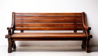 Classic Wooden Park Bench - A Comfortable and Inviting Outdoor Seating Option.
