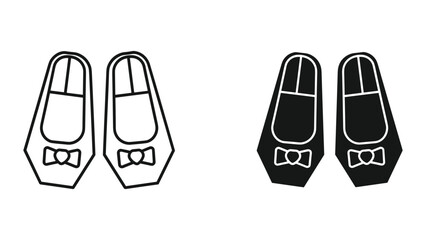 Pair of baby shoes with bow tie illustration