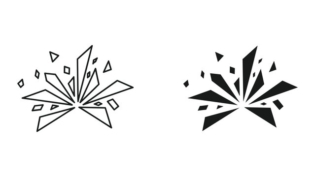 Black and white explosion graphics on white background