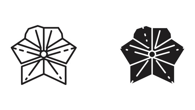 Simple black and white hand drawn ninja star icon set