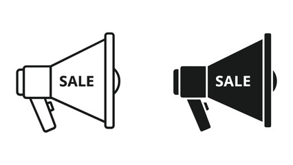 Megaphone sale announcement icon set