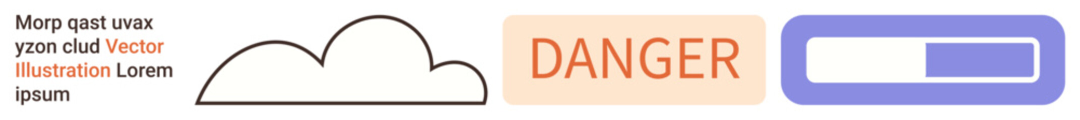 Obraz premium Risk management, security alerts, progress monitoring, danger awareness, hazard communication, interface design. Cloud, danger text and progress bar . Risk management and security alerts