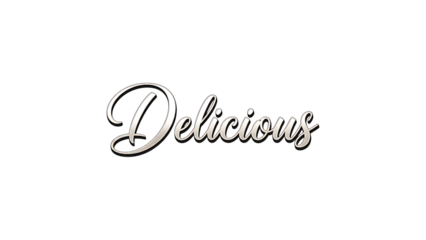 Elegant Delicious Calligraphy Script on White Background Minimalist Design