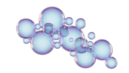 Abstract iridescent bubbles on a white background