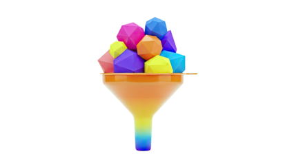 Funnel with colorful geometric shapes