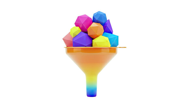Funnel with colorful geometric shapes - Powered by Adobe