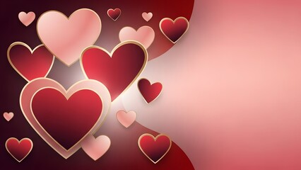 a collection of red and pink hearts with gold outlines high quality professional detailed modern elegant stylish clean crisp vibrant colorful digital creative innovative contemporary premium