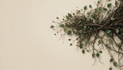 Minimal Dried Plant Arrangement on Soft Neutral Background for Natural Decor Concept