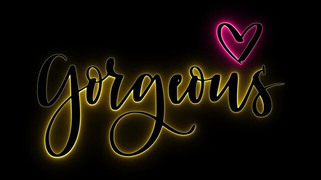 Gorgeous neon sign. Red heart glow. Hand lettered art. Romantic quote vid. Golden neon light. Beauty aesthetic. Dark background hq. Animated typography. Love message art. Glowing cursive text.
