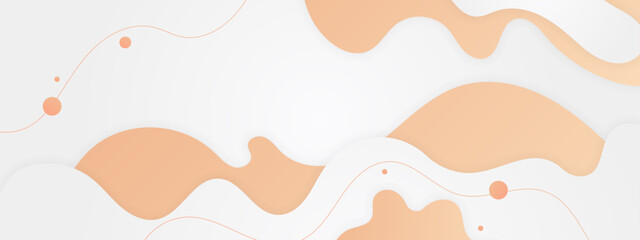Clean white layout with soft peach colored organic waves
