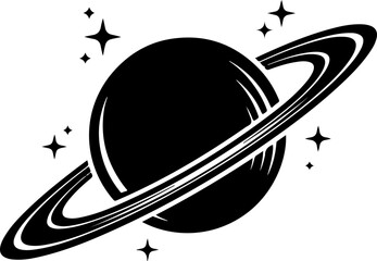 Vintage saturn with sparkle silhouette vector illustration © Nasima