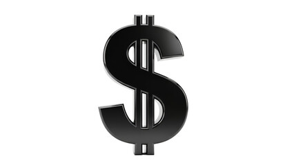 Obraz premium Large glossy dollar sign on black background currency 1