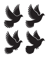 Obraz premium Black Doves Flying on White Background