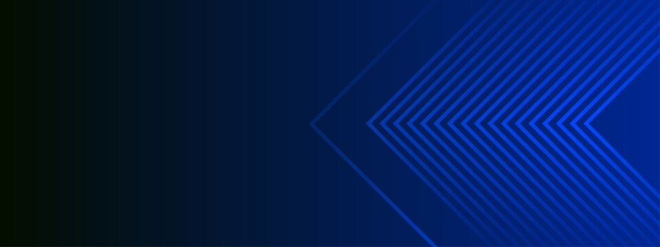 Abstract deep blue background with symmetrical geometric arrow lines and gradient